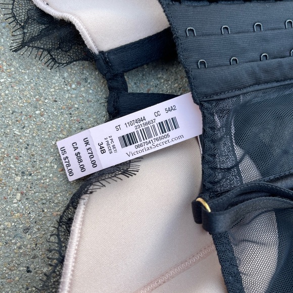 Victoria's Secret black underwire lace corset lightly padded size 34B - Picture 5 of 8